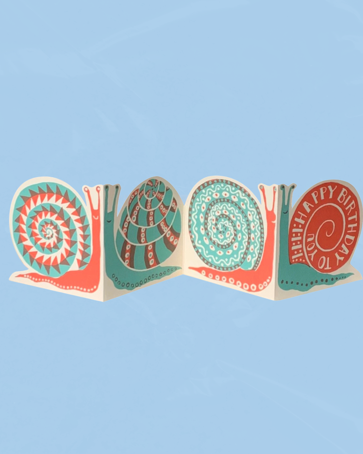 greeting card - happy birthday snail concertina