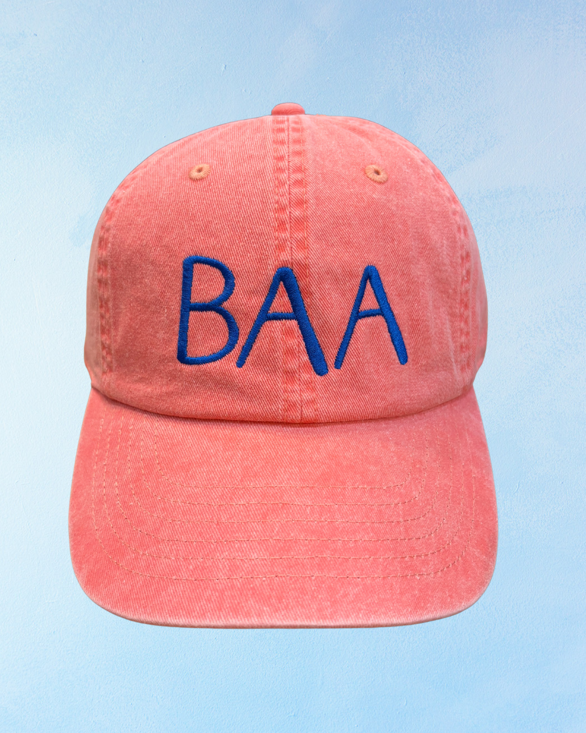 baa hat - coral & royal blue