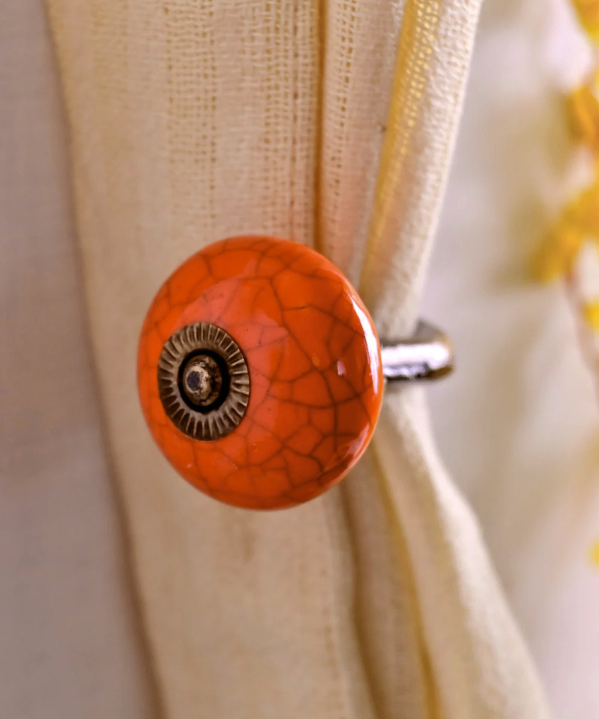 wall hook - ceramic - crackle coral