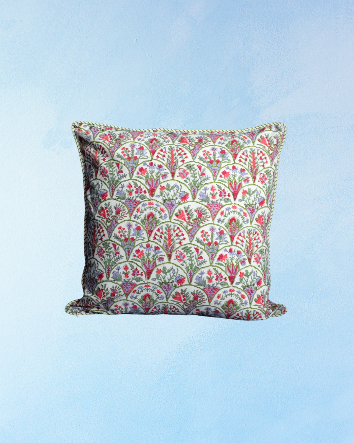 pillow - pink block-print reversible