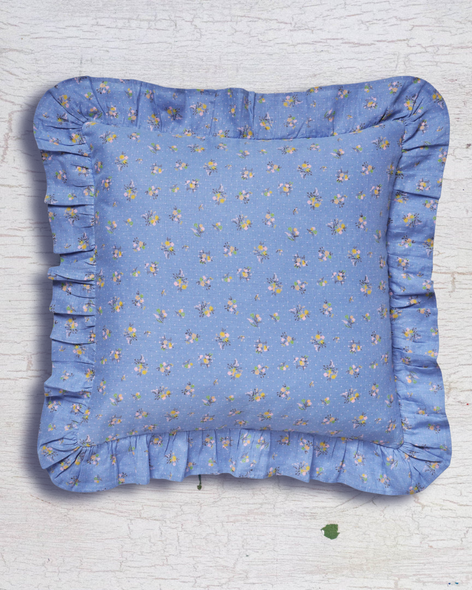 frill cushion - cornflower