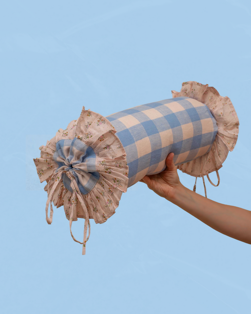 bolster cushion - cornflower gingham