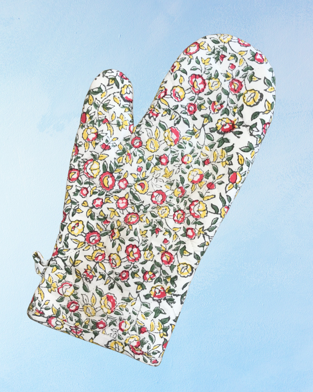 oven mitt - cornwall yellow and pink