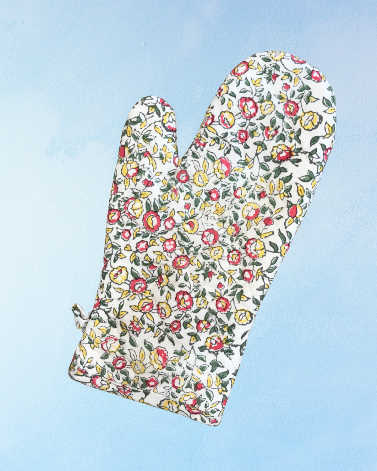 oven mitt - cornwall yellow and pink