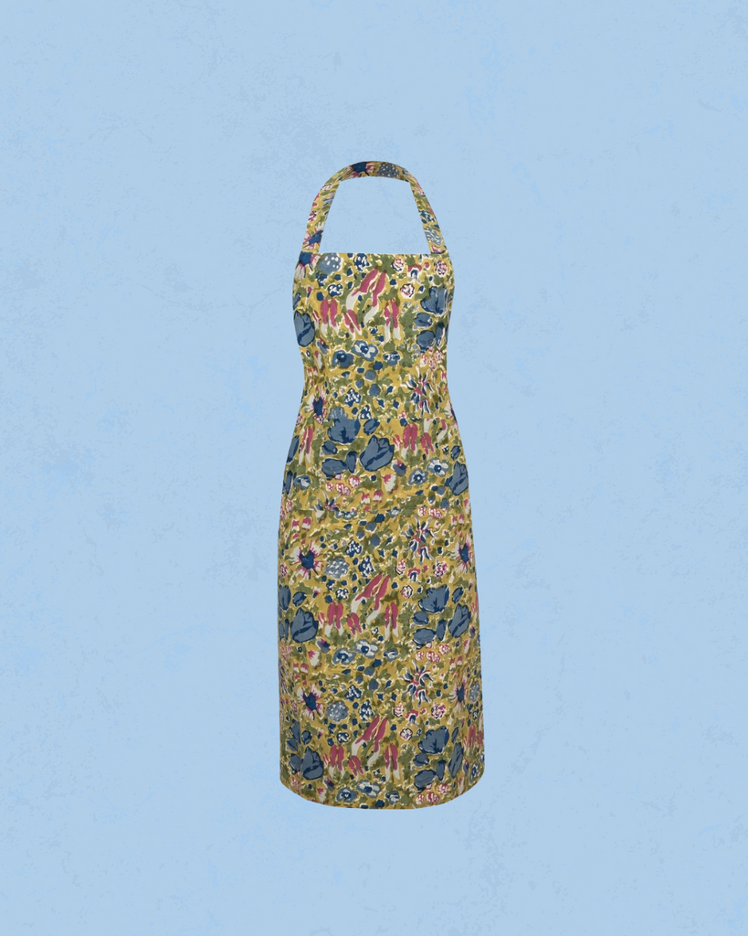 Couleur Nature Apron in Jardin Blue and Vert