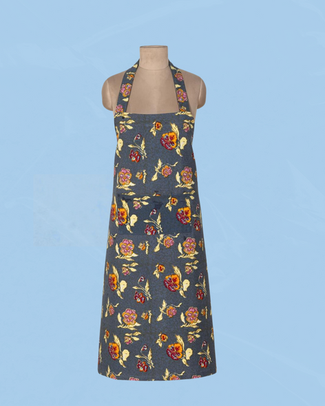 apron - pansy red and grey