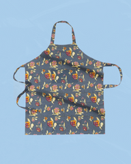 apron - pansy red and grey