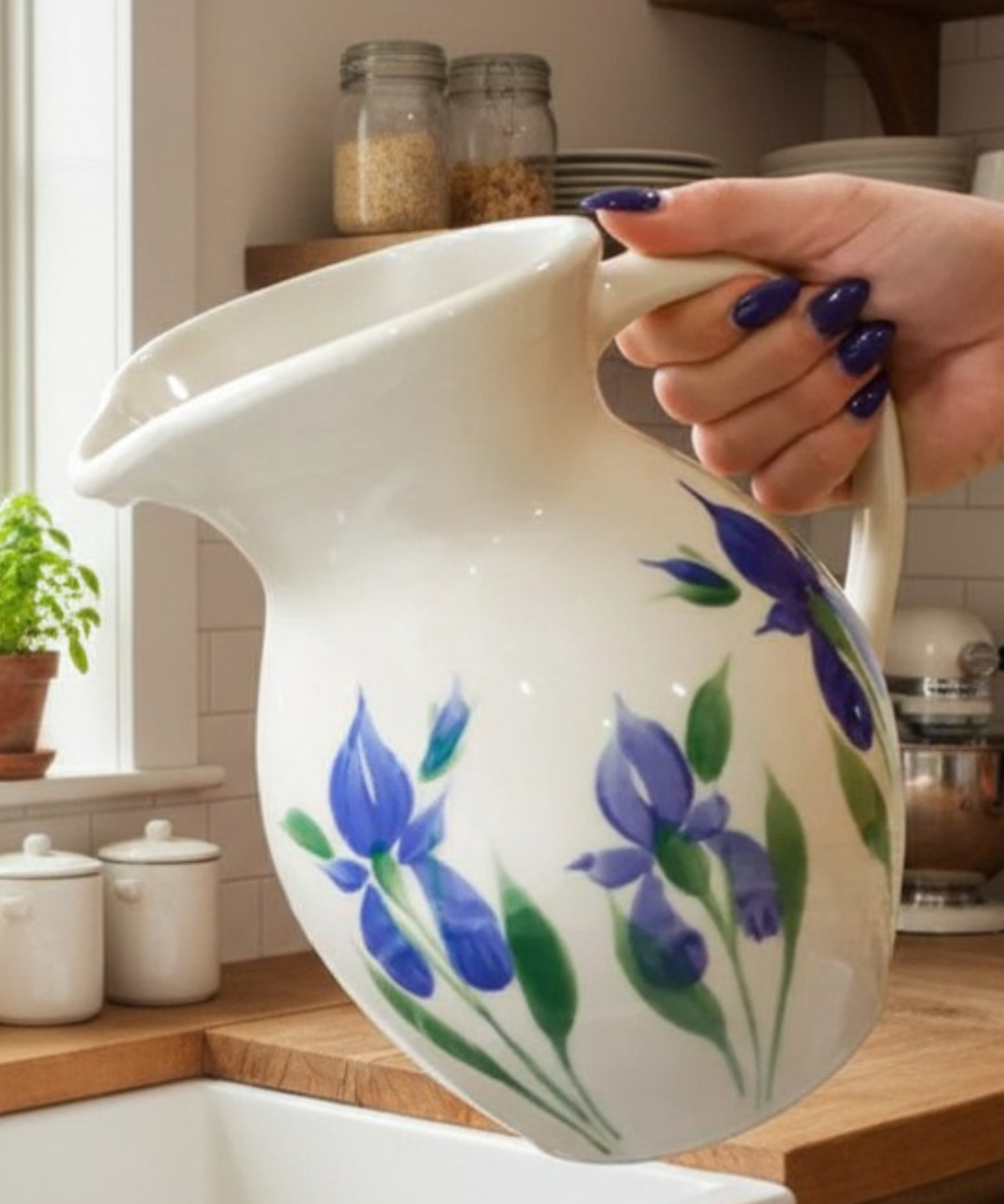 stoneware - field of iris pitcher