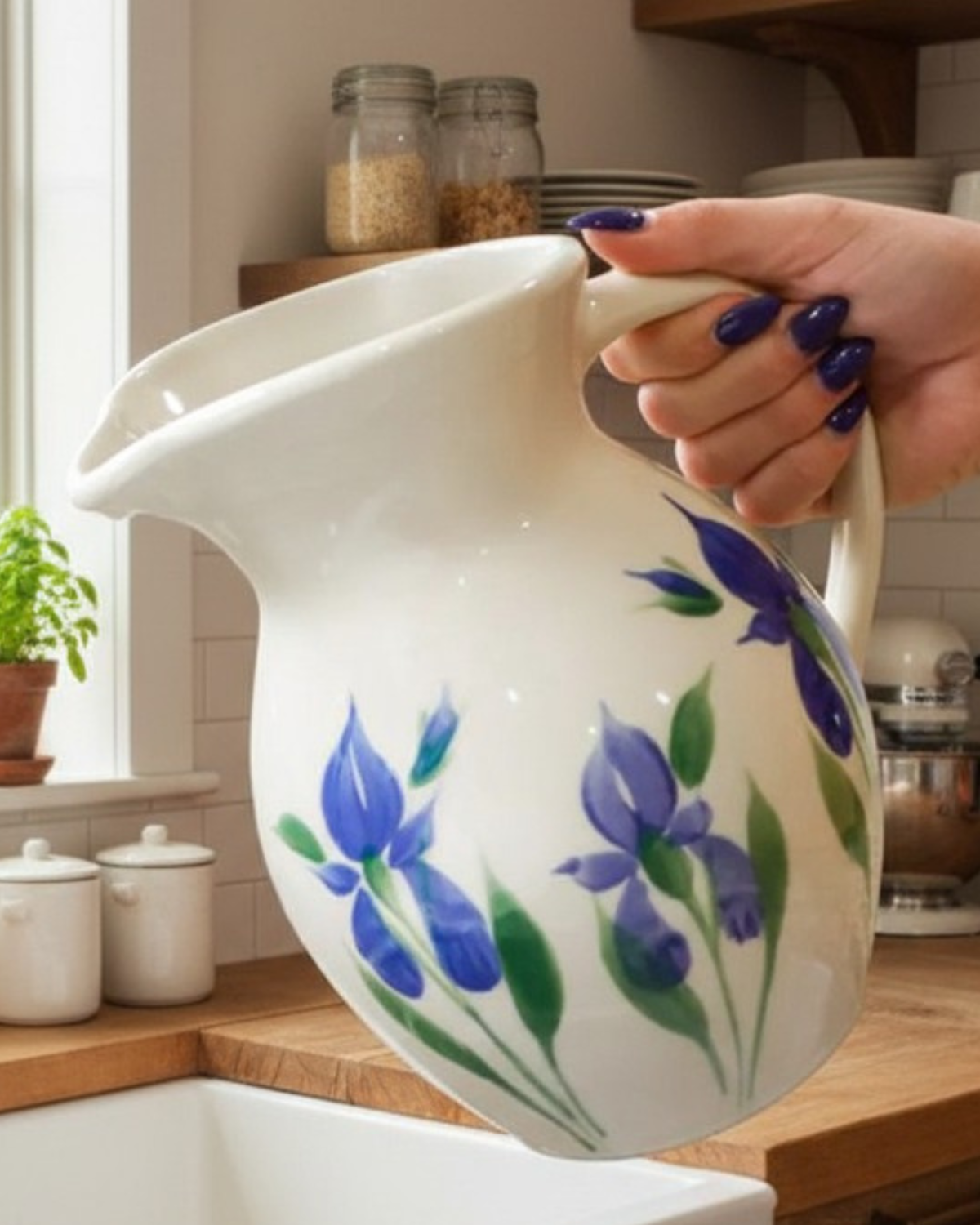 stoneware - field of iris pitcher