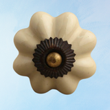 furniture knob - ceramic - cream flower