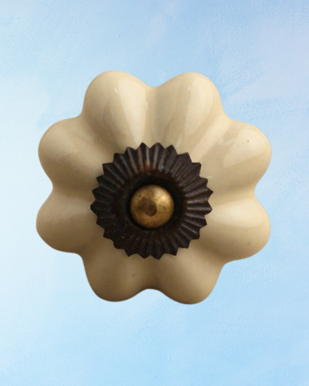 ceramic furniture knob - cream flower shaped