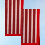 napkins - block stripe: crimson and blush (set of two)