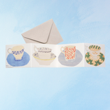 greeting card - cups and saucers concertina