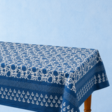 tablecloth - dabu indigo sunflower