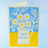 greeting card - daisies in a mug