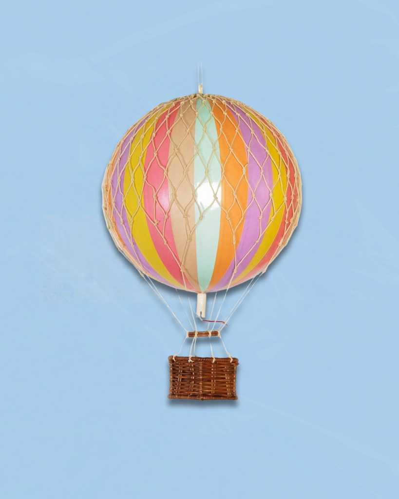 Decorative air ballon in pastel rainbow mini stripe