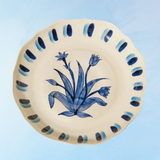 ceramic - blue painted tulip large plate