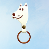 keychain - leather dog head