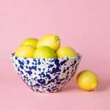 ceramic - salad bowl - blue splatter