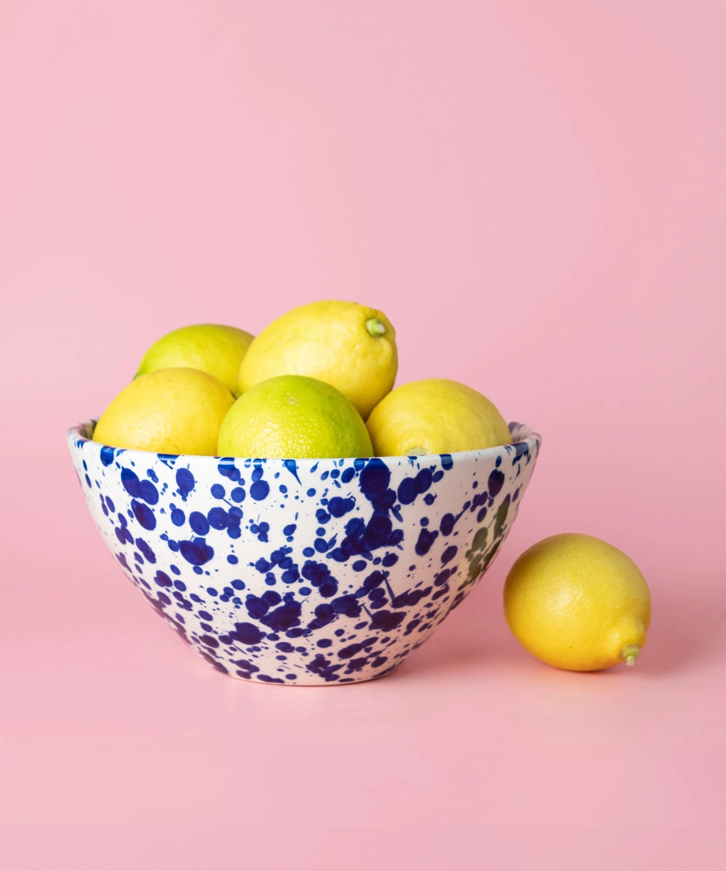 ceramic - salad bowl - blue splatter