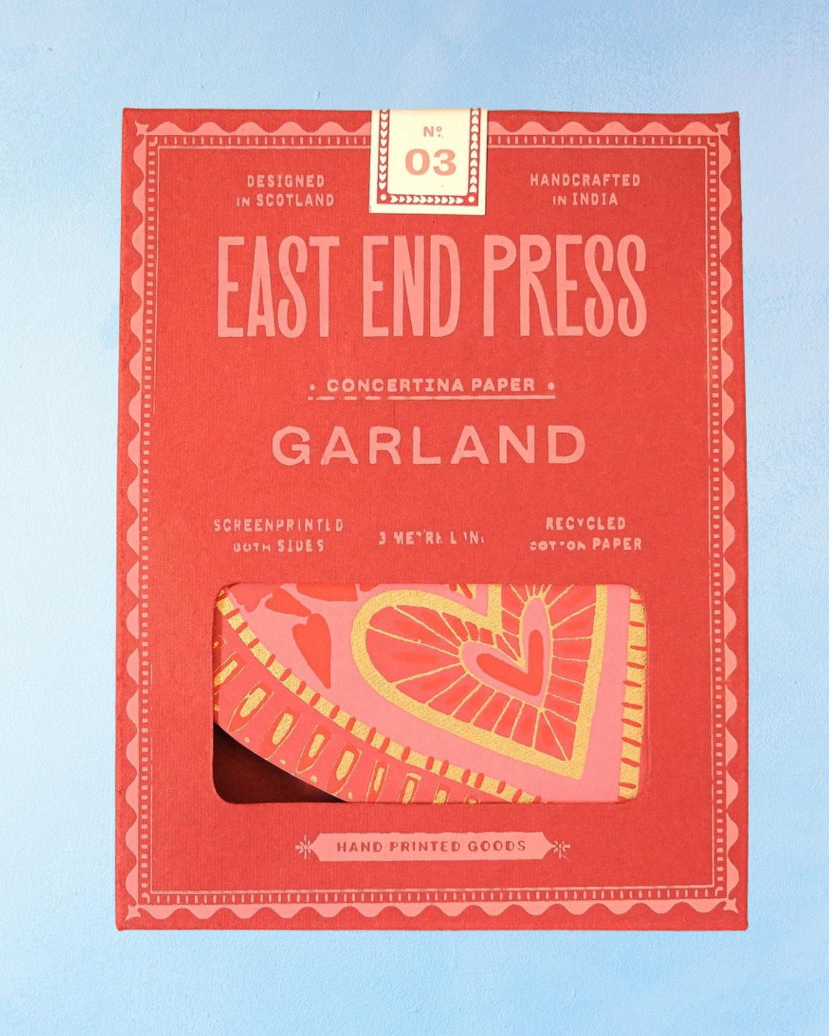 Packaged heart concertina garland by East End Press