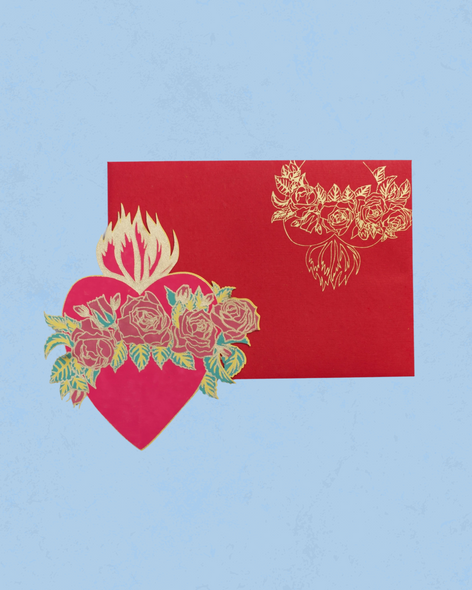 east end press flaning heart card