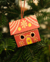 screen printed ornament - gingerbread house