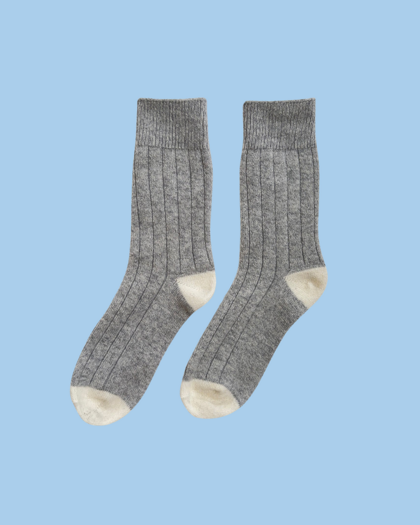 socks - cashmere - grey melange