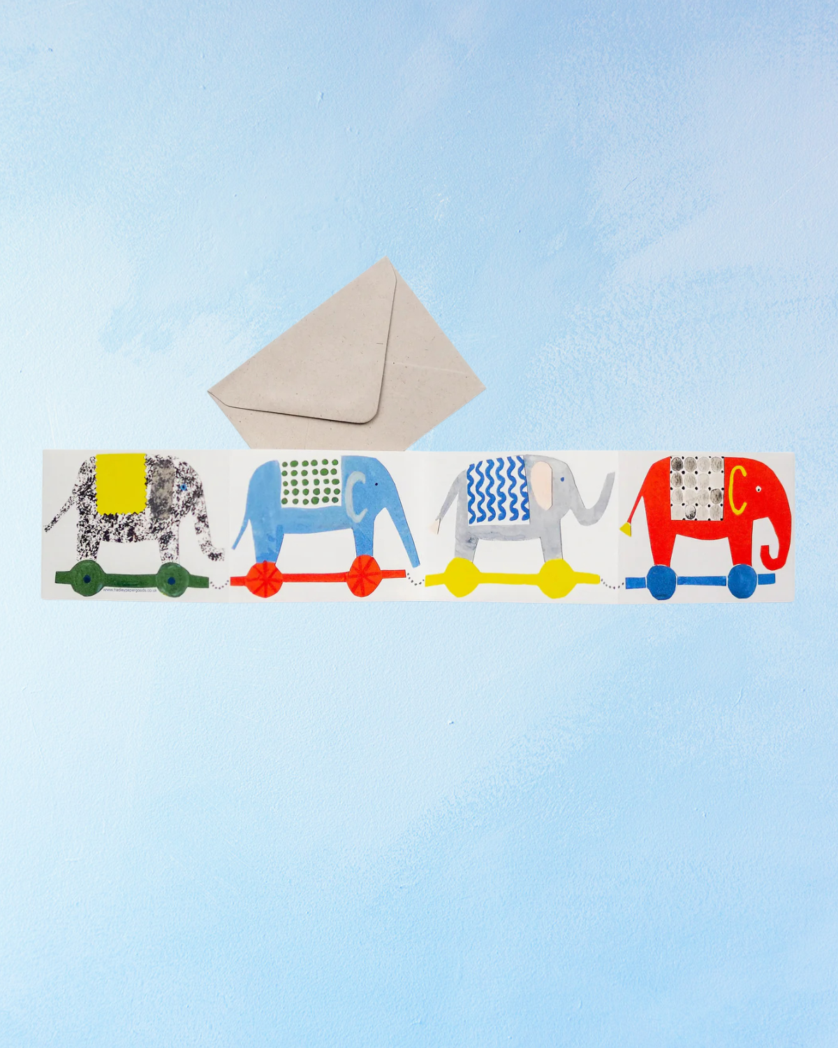 greeting card - little elephant concertina