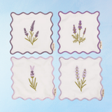 coaster -  lavender embroidered cotton (set of four)