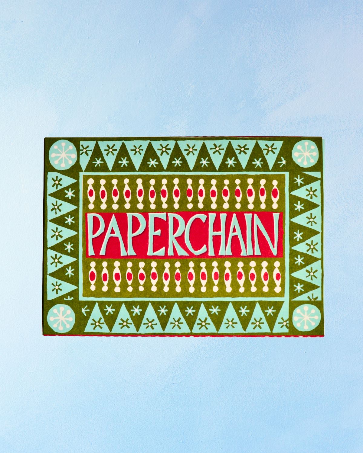 garland - paper chain: red and turquoise