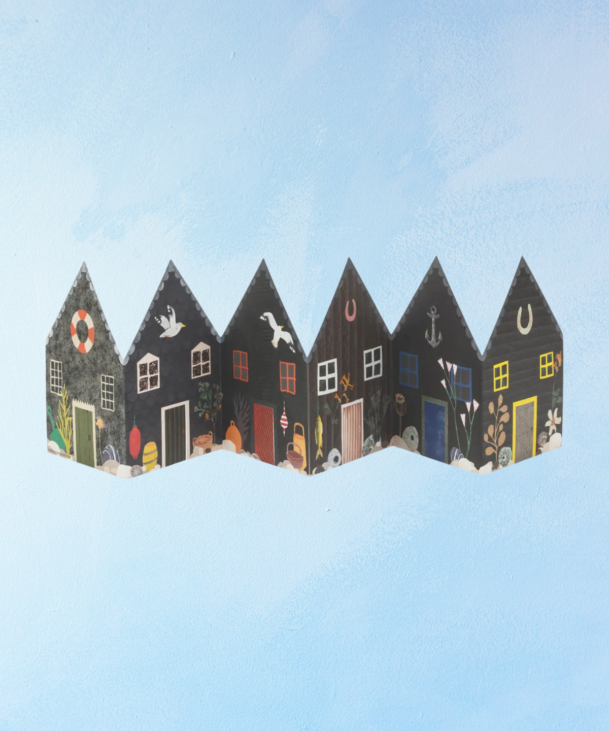 greeting card - fisherman's huts concertina