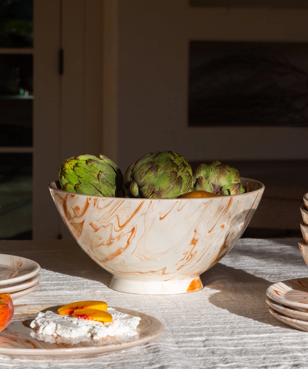 ceramic - serving bowl - marbled terracotta