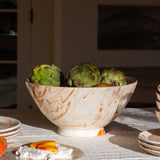 ceramic - serving bowl - marbled terracotta