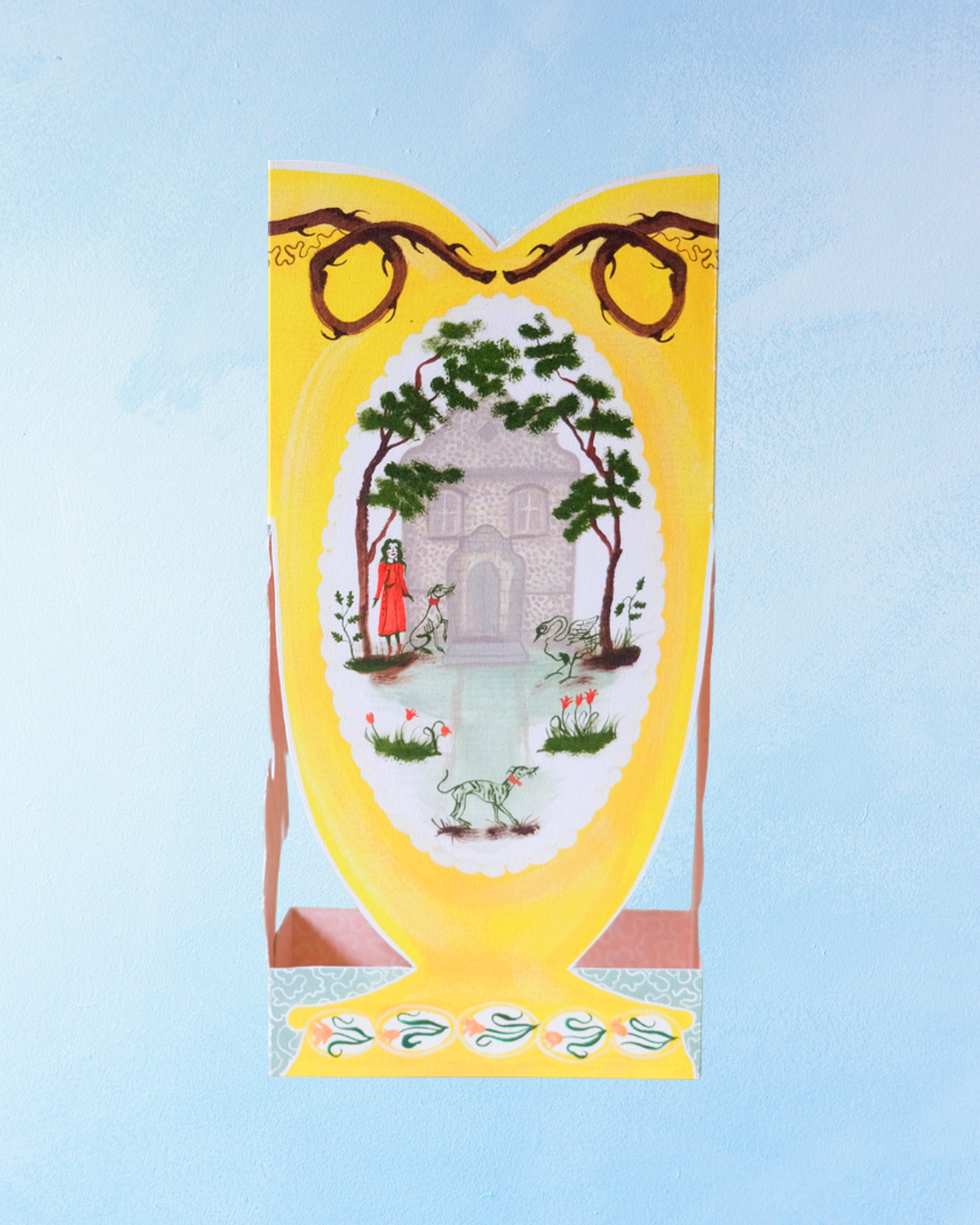 greeting card - finches and folly (stand-up)