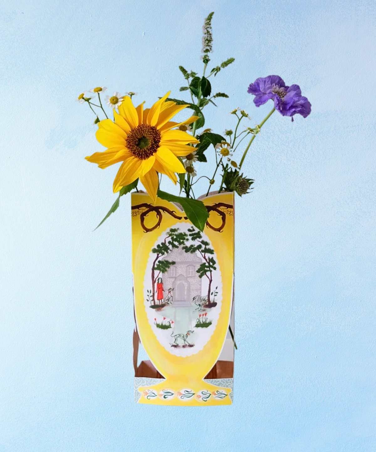 greeting card - stand-up finches and folly