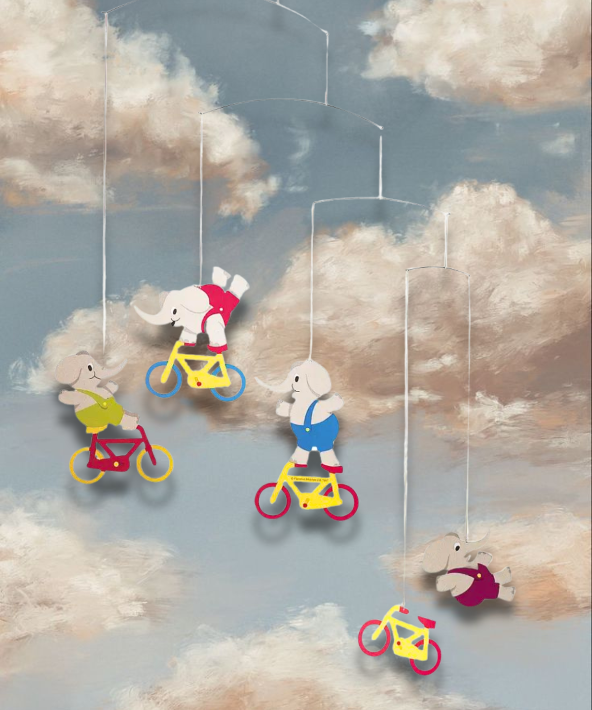 Flensted Mobiles elephants on bicycles mobile