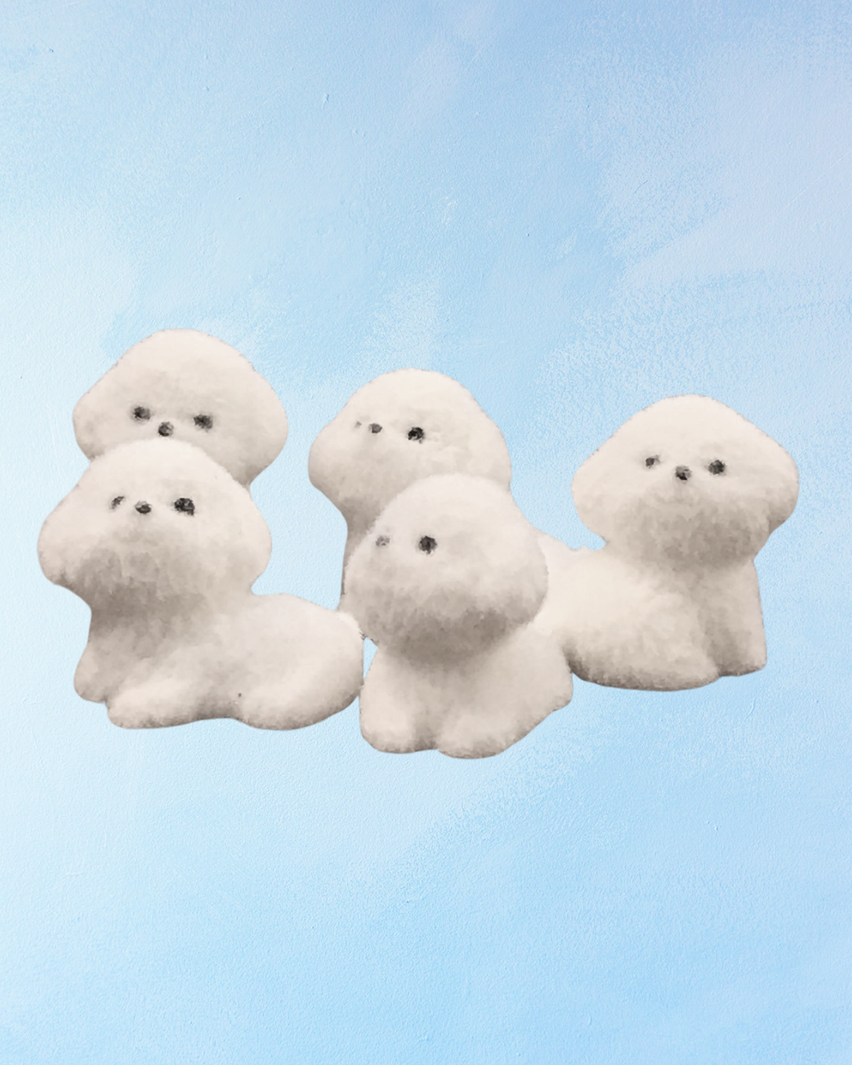 miniature flocked white puppy