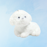 toy - miniature flocked white puppy (multiple styles)