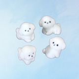toy - miniature flocked white puppy (multiple styles)