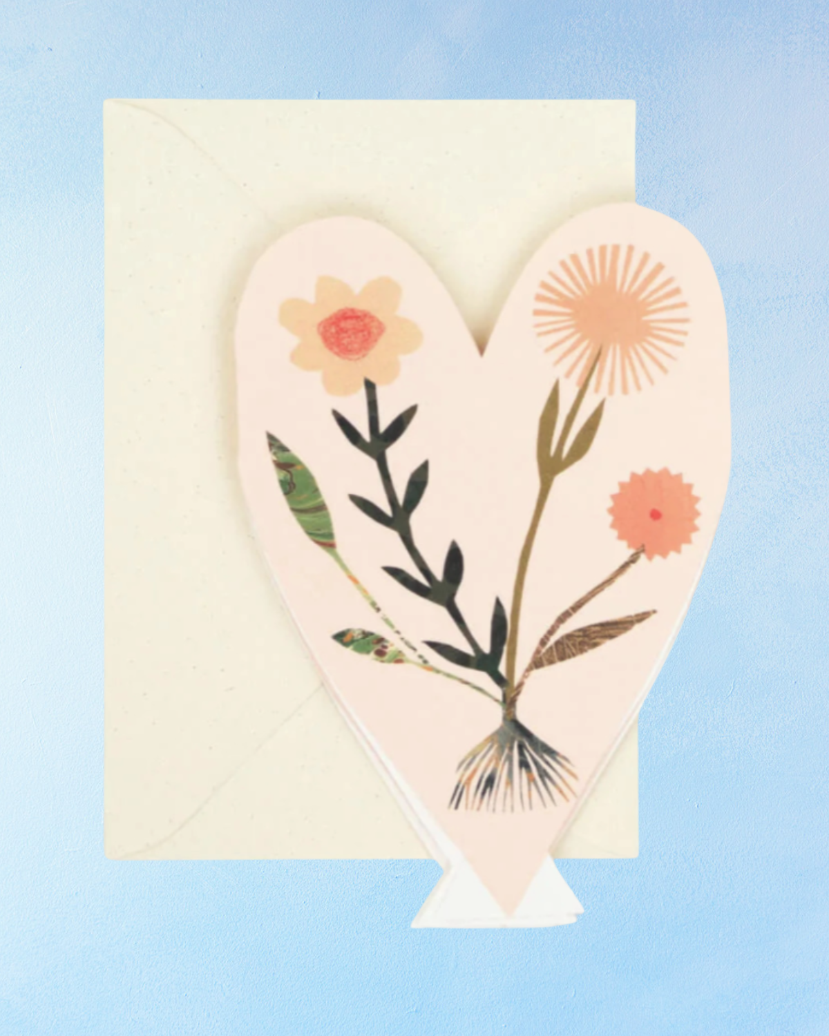 greeting card - floral hearts concertina