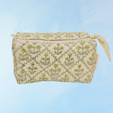 travel pouch - floral lattice buttercream