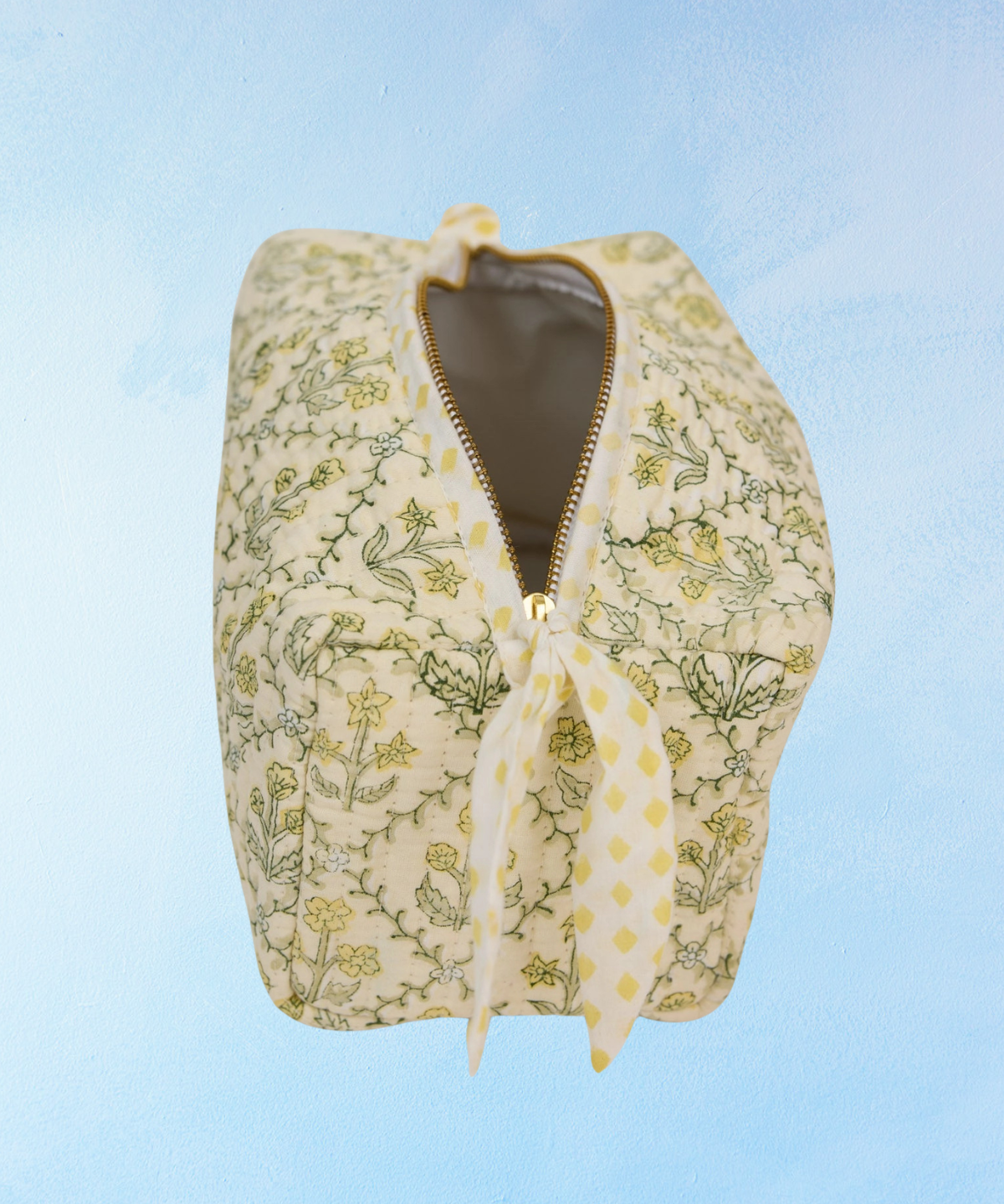 travel pouch - floral lattice buttercream