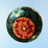 Bouton de meuble en bois - fleur d'art populaire