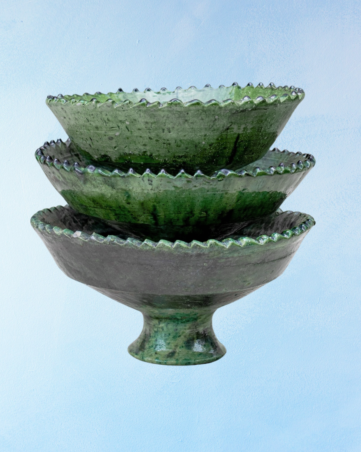 footed ceramic bowl - tamegroute green (multiple sizes)
