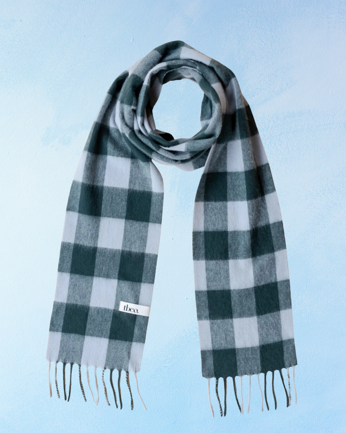 lambswool skinny scarf - forest gingham