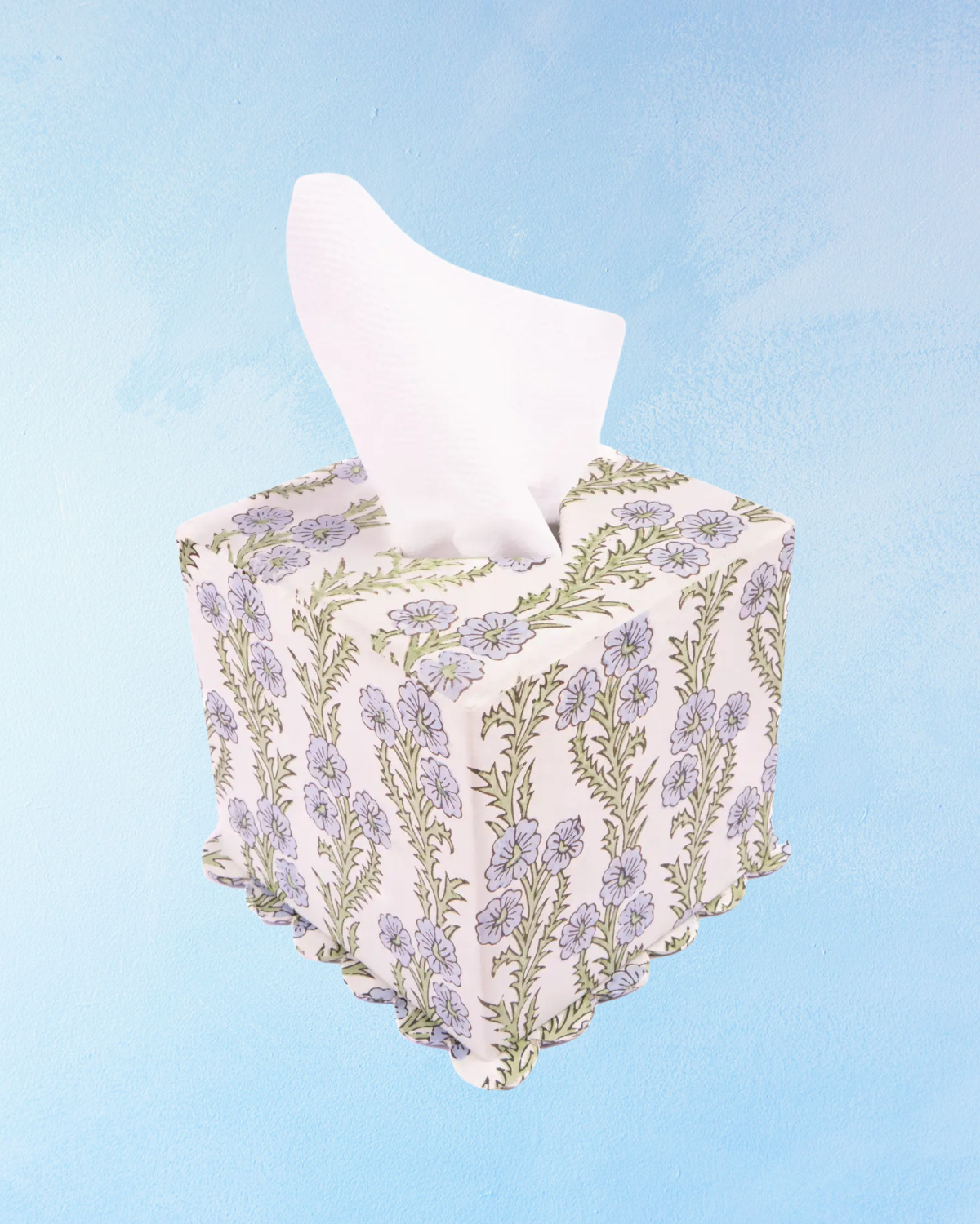 tissue box cover - forget me not block print