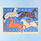 greeting card - four horses