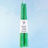 bougie - cire d'abeille teintée naturellement - vert frais (lot de deux)