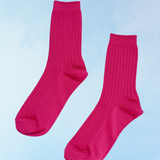 socks - her cotton ribbed - fuschia
